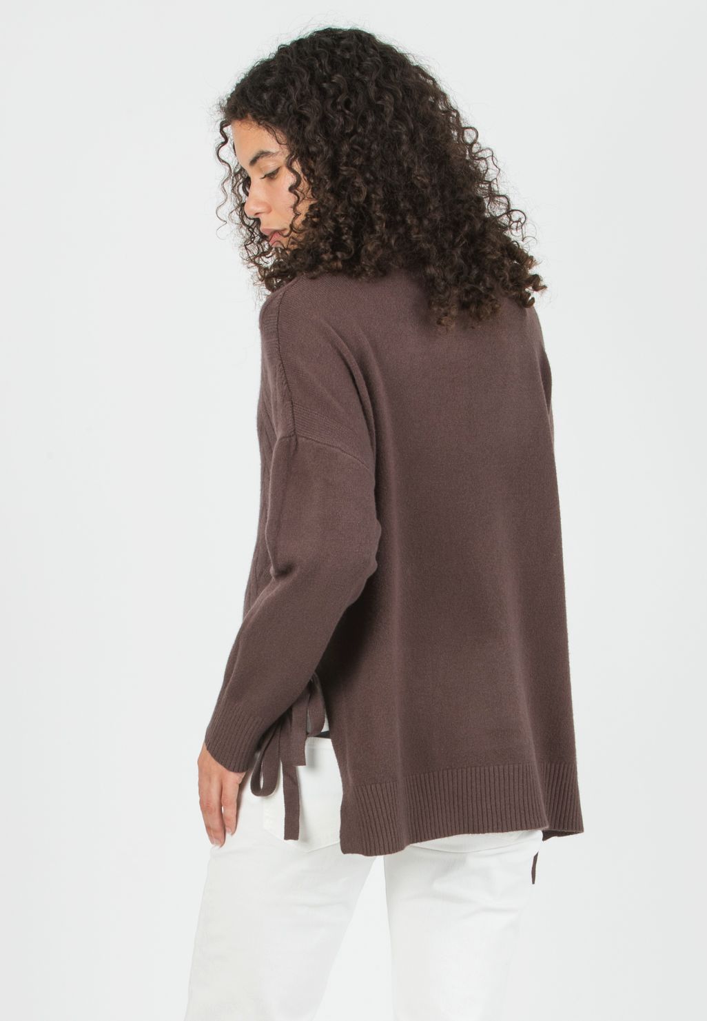 ALLISON -  Maternity & Nursing Wool Blend Sweater with Side Openings (Marrone)