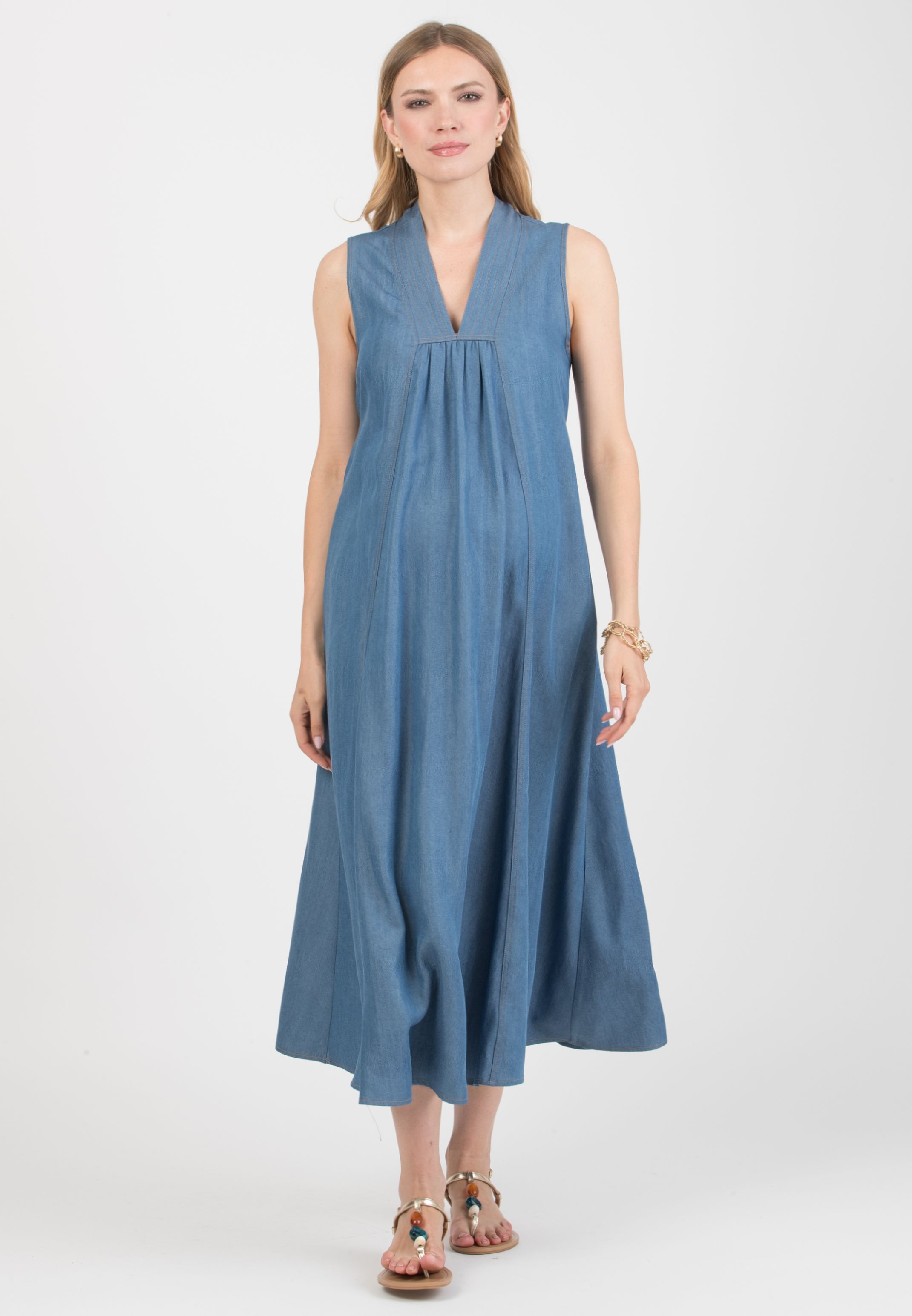 PIPPA – Maternity Lyocell Dress with Denim Effect (Denim)