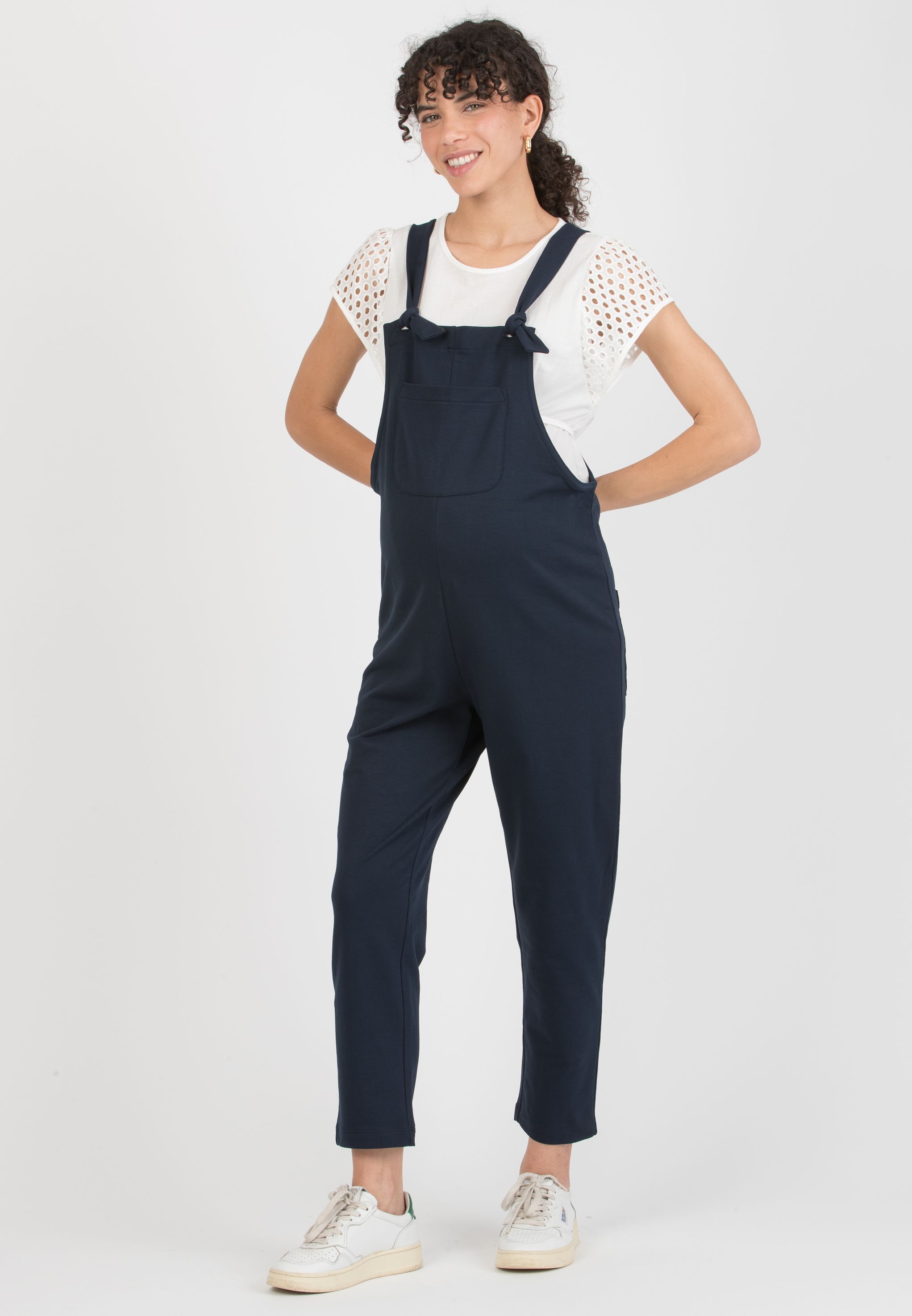ESTER - Maternity Dungaree in Cotton Sweatshirt (Blue, XS)