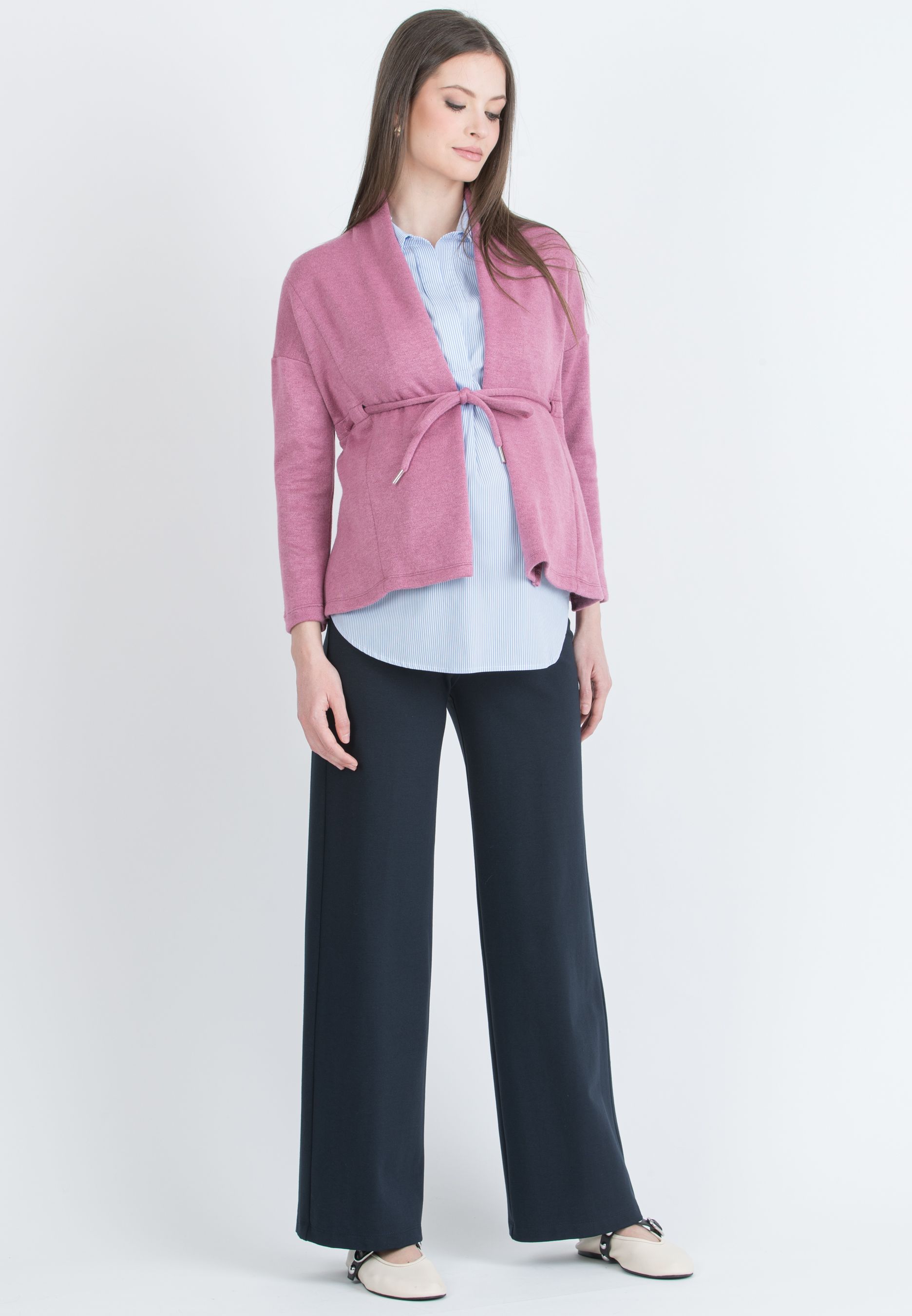 ALMA – Maternity Knit Cardigan with Tie (Rosa)