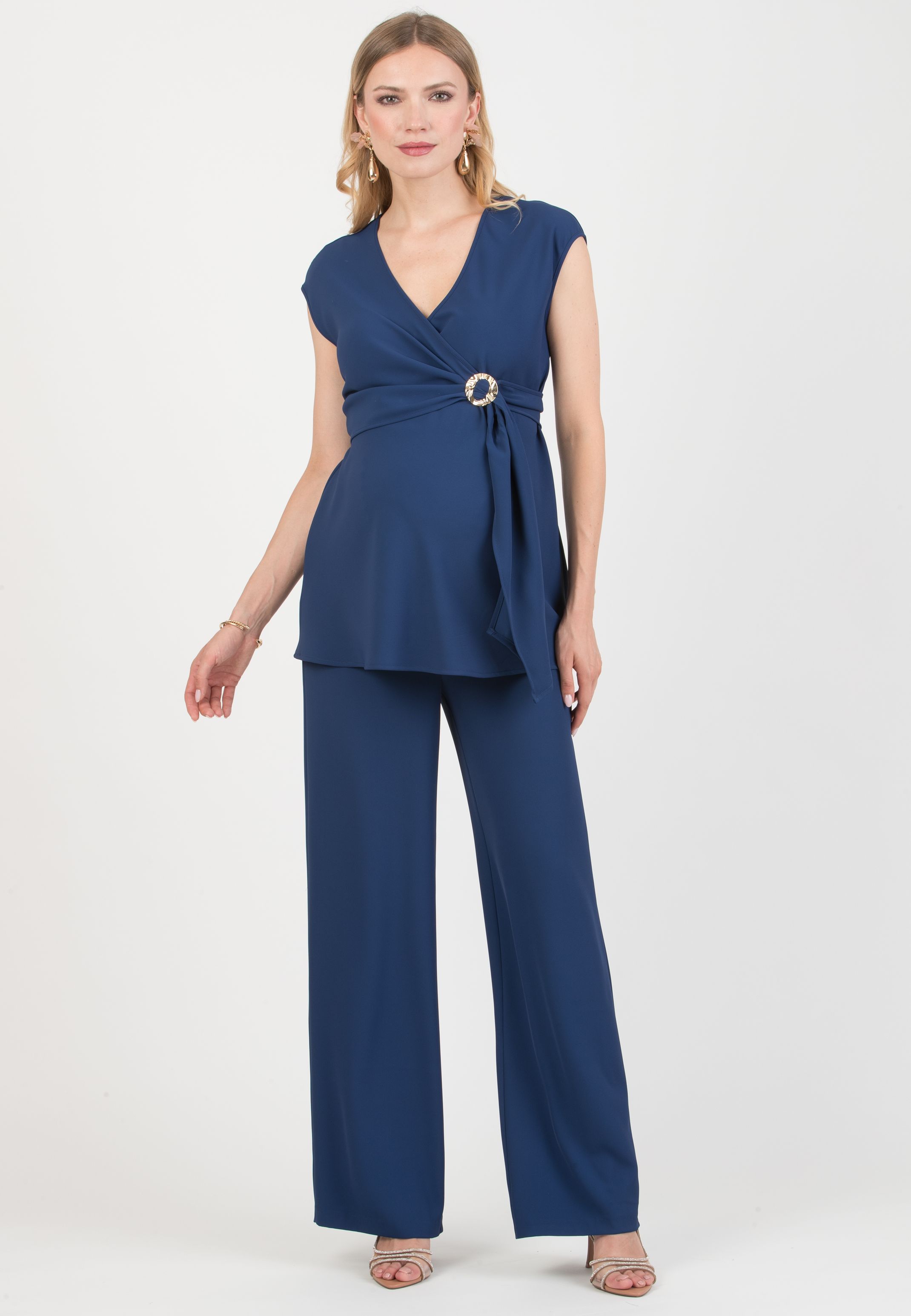 CLARISSA M – Maternity & Nursing Bias-Cut Top in Cady (Blu Tampone)