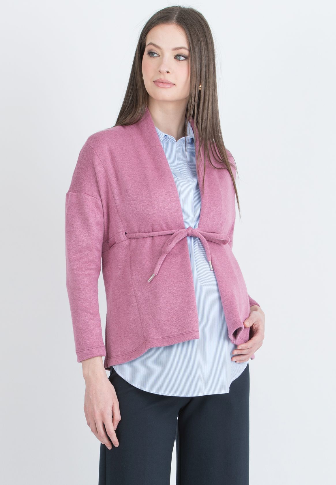 ALMA – Maternity Knit Cardigan with Tie (Rosa)