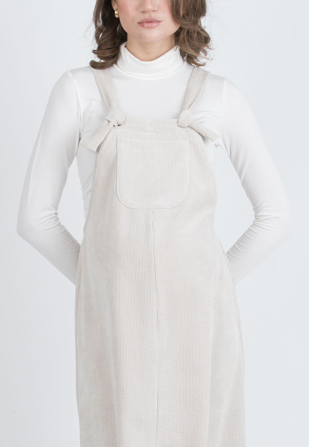 PAMELA – Maternity Corduroy Pinafore (Naturale)