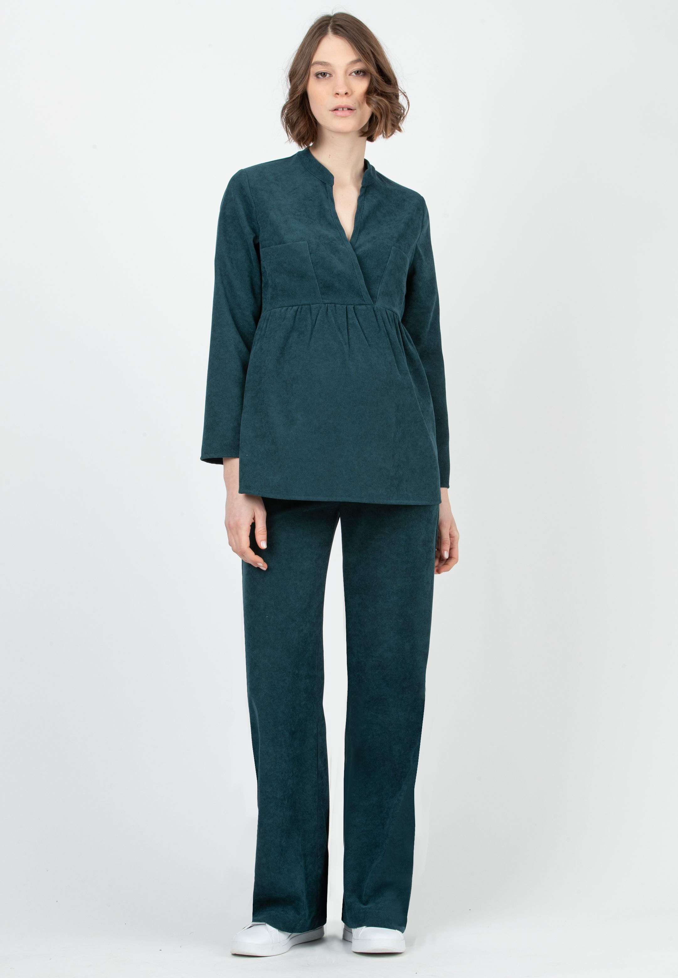 WINONA V - Palazzo Maternity Trousers in Soft Corduroy (Ottanio)