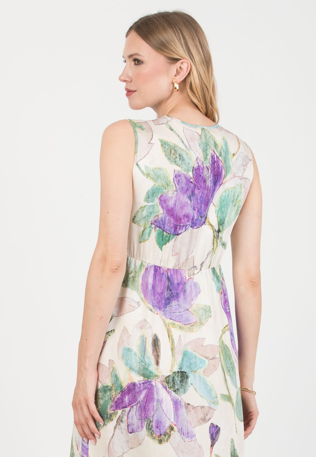 BELEN MAXI - Maternity & Nursing Dress in Viscose Satin (Naturale)