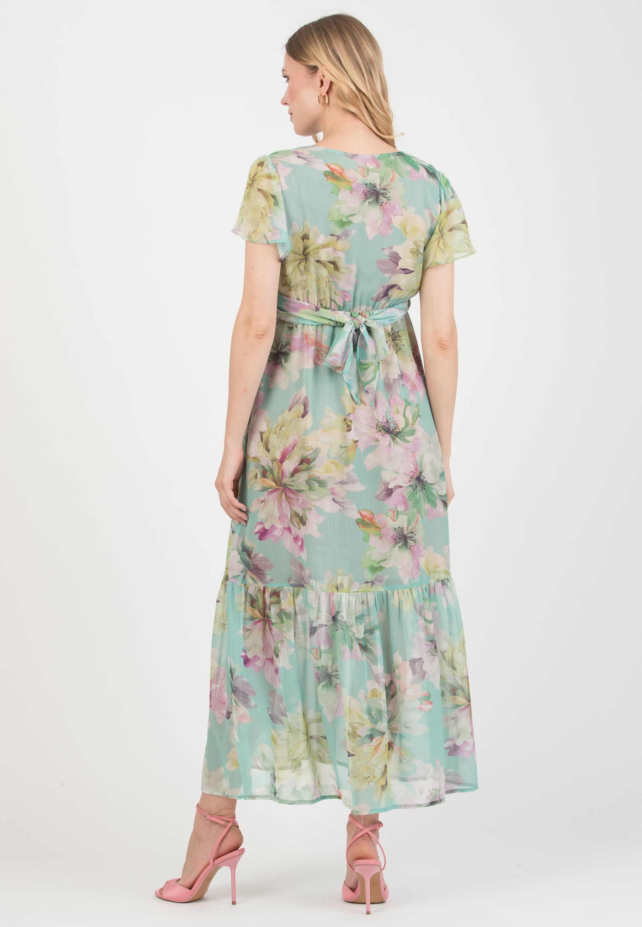 LUDOVICA – Maternity & Nursing Dress with Crossover Bodice (Acqua)