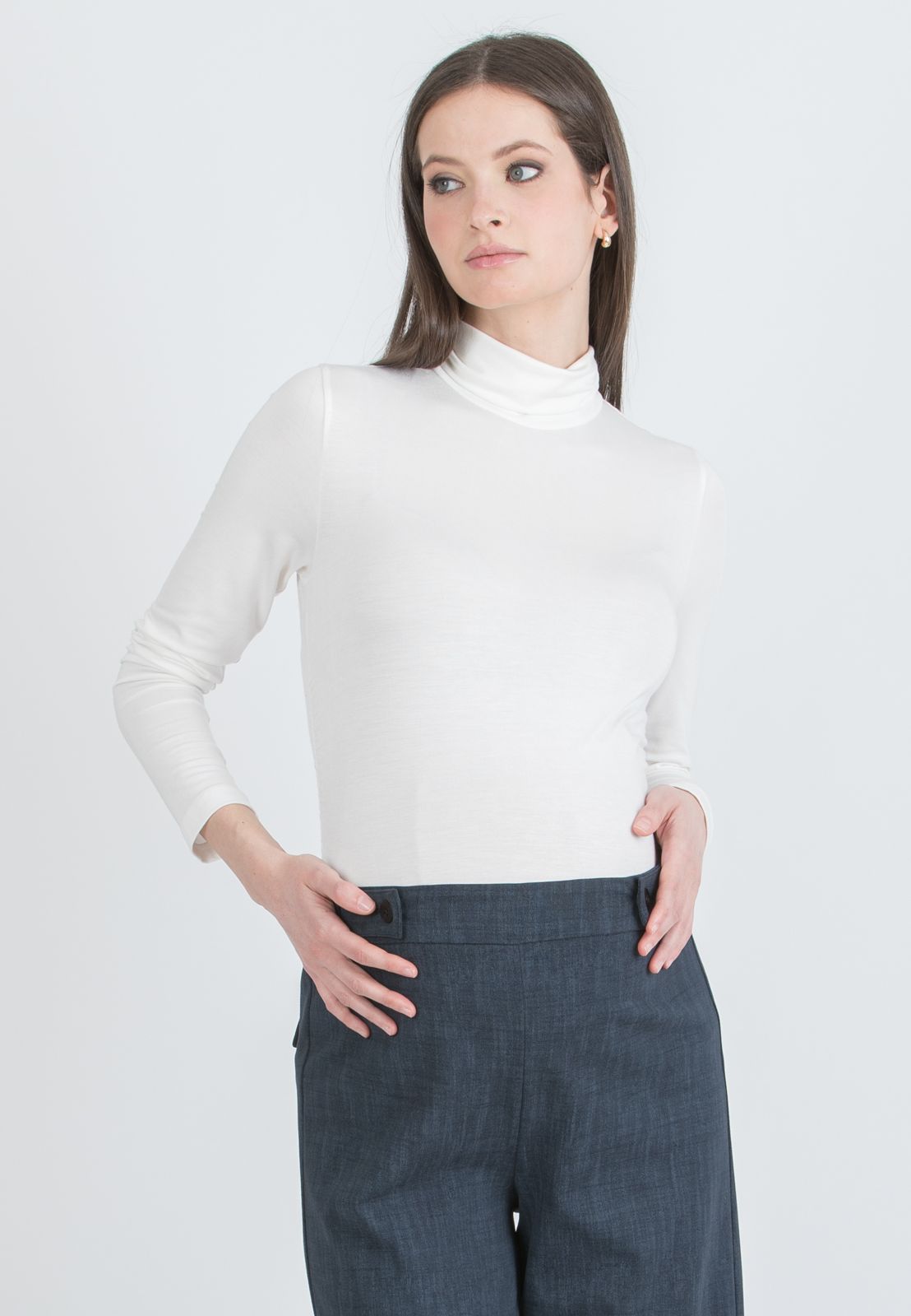 LARA – Lupetto Premaman in Jersey Elasticizzato (Avorio)