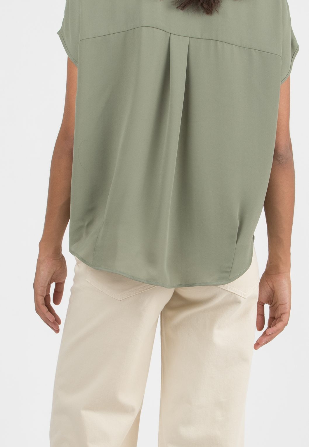 OLIVIA M/M – Oversized Maternity Shirt in Crepe (Verde Militare)