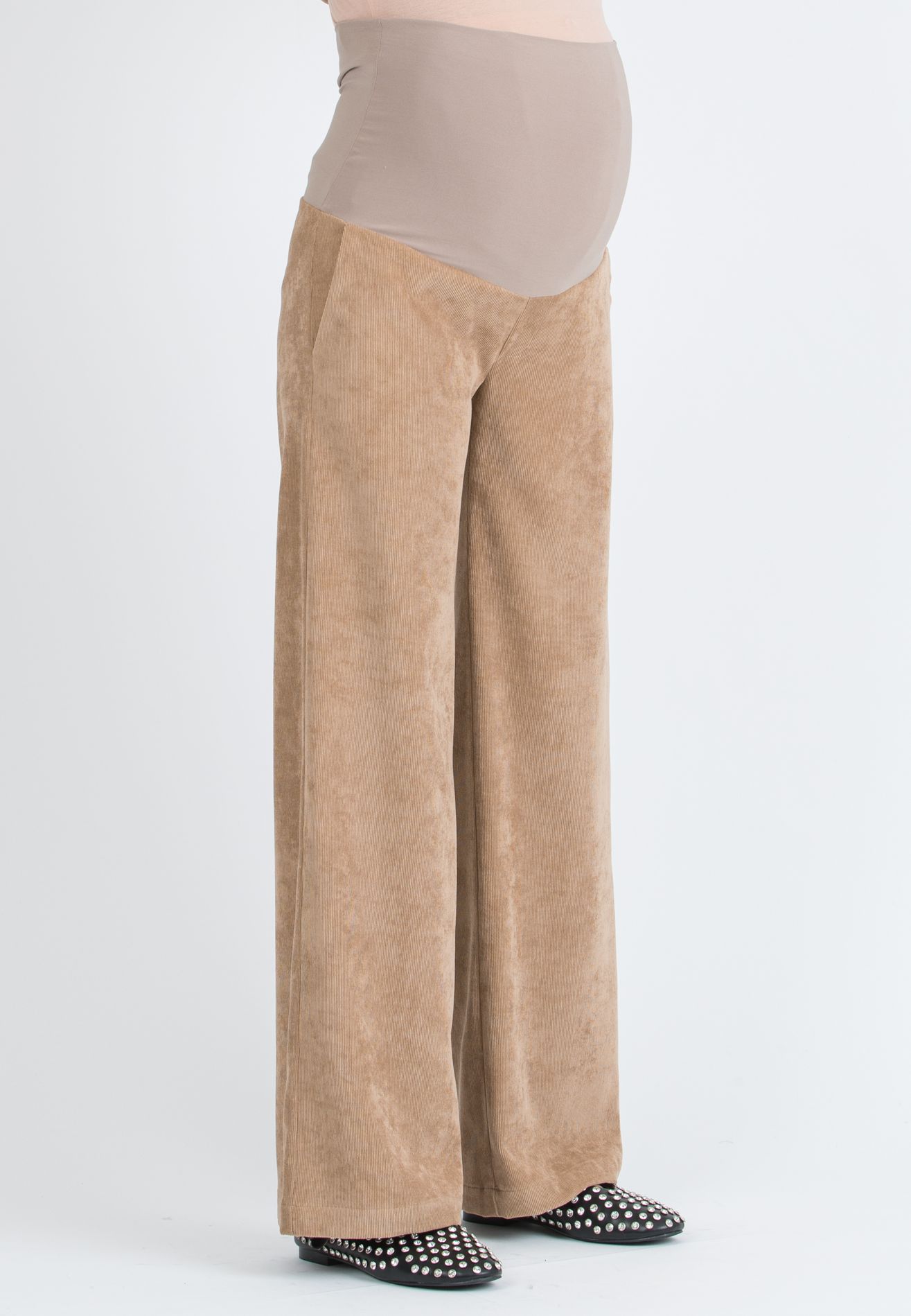WINONA V - Palazzo Maternity Trousers in Soft Corduroy (Cammello)