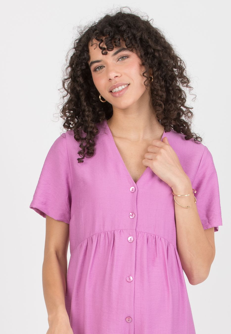 VIVIENNE - Maternity & Nursing Viscose Jumpsuit with Front Buttons (Ciclamino)