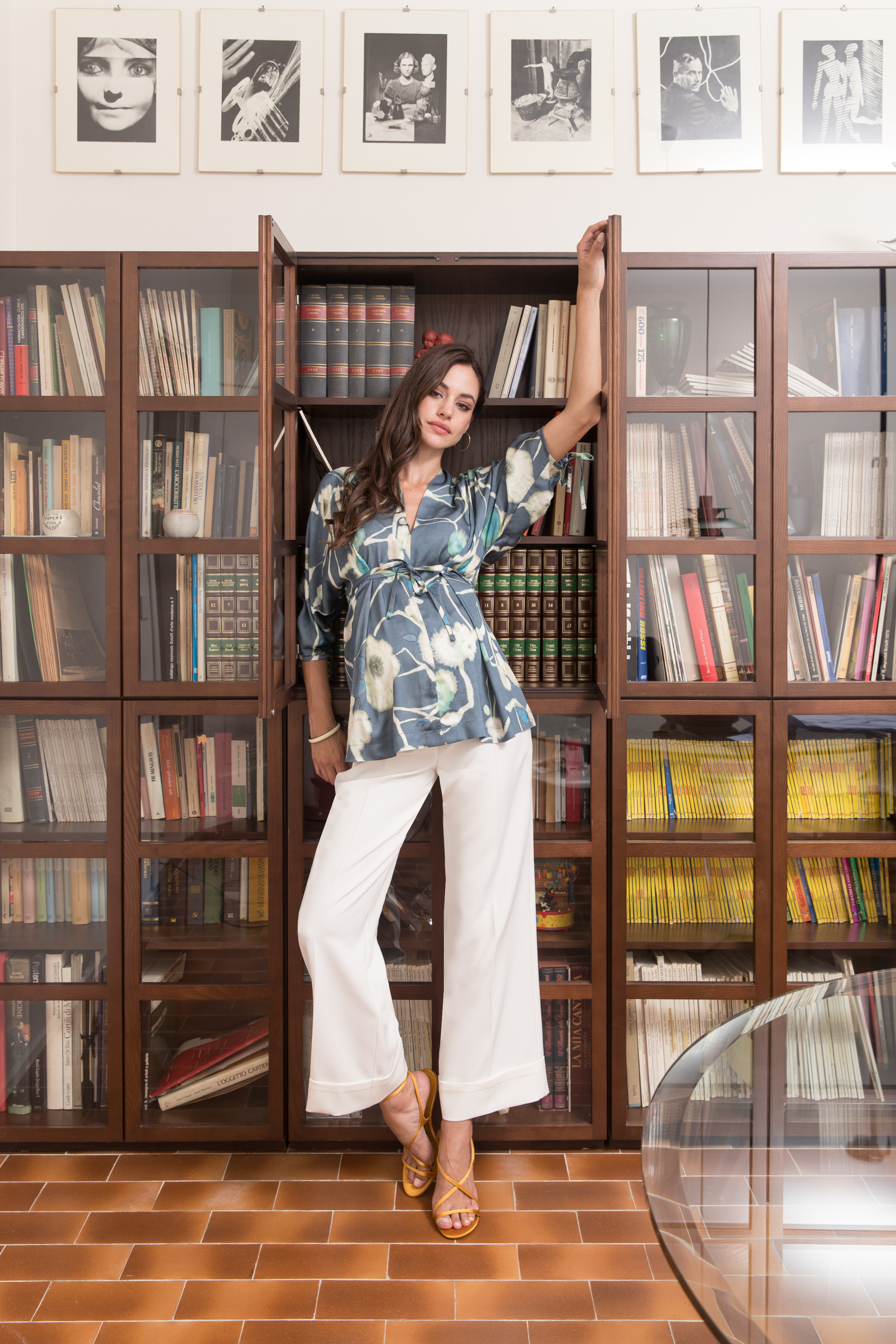 ROBY – Maternity Palazzo Trousers in Cady with Turn-Up Hem (Avorio)