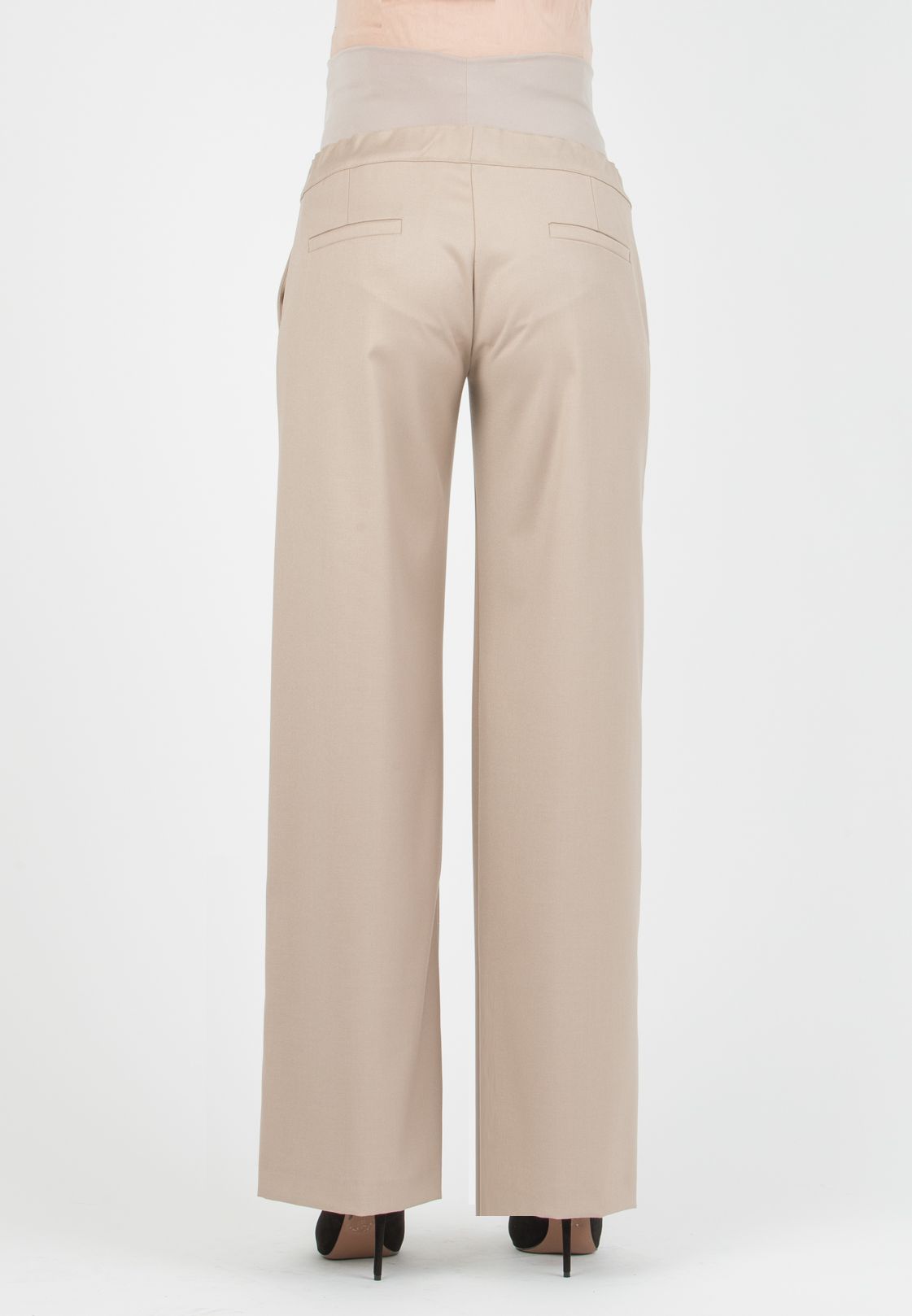 NAOMI P - Tailored Palazzo Trousers (Beige)