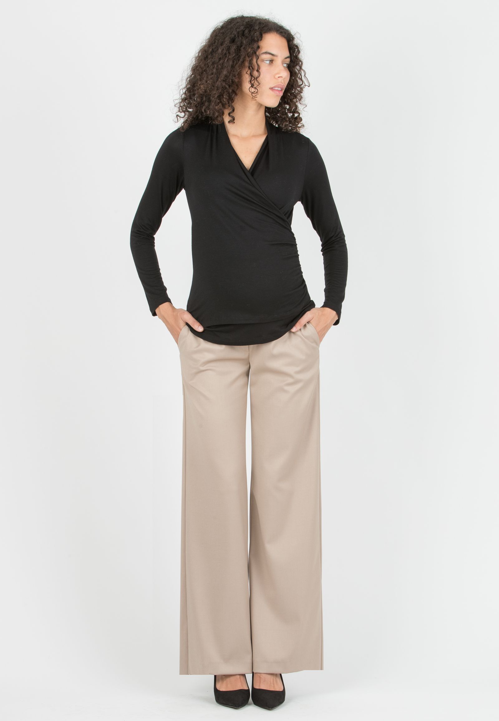 NAOMI P - Tailored Palazzo Trousers (Beige)
