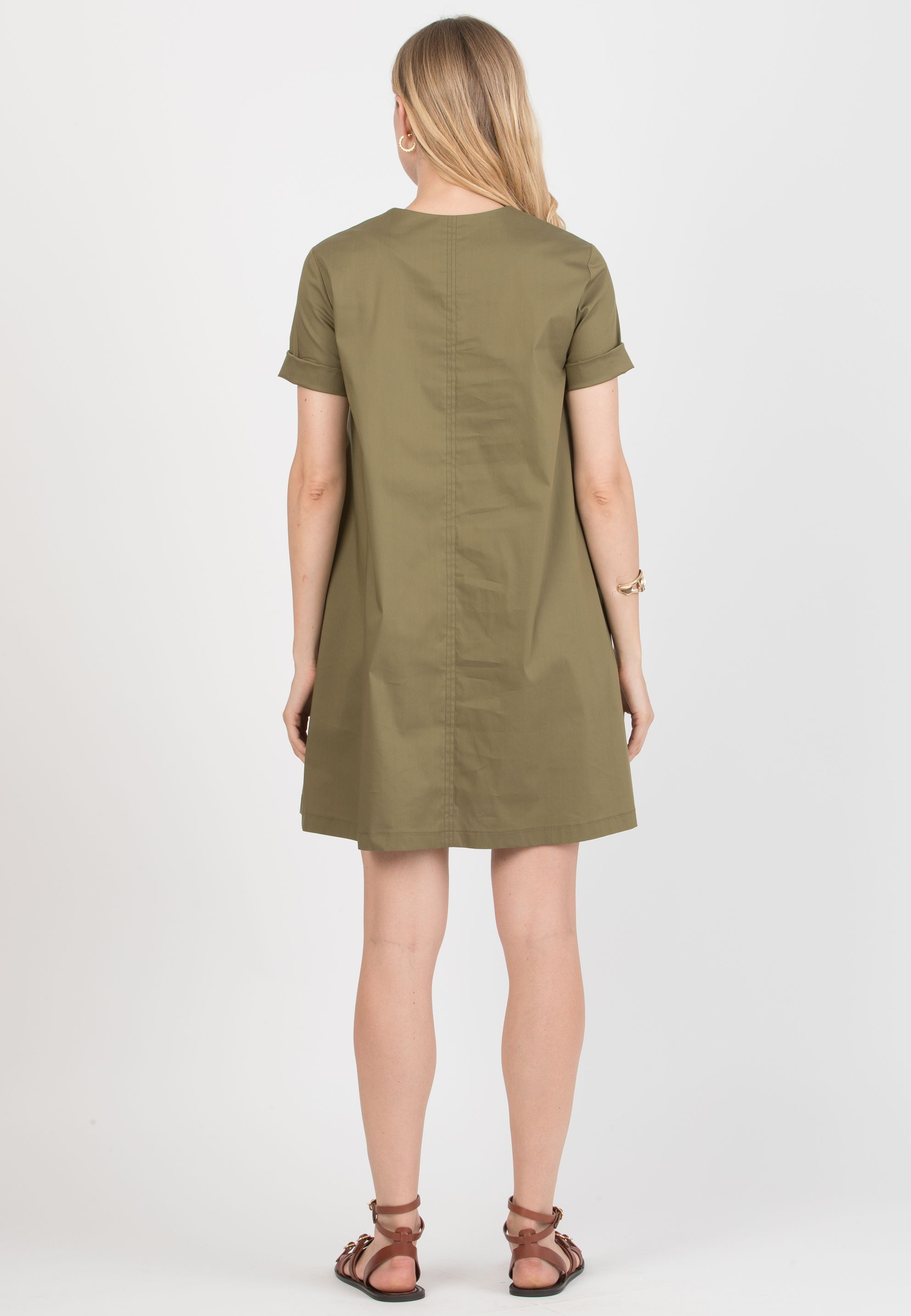 JULIET - Maternity & Nursing Dress in Stretch Cotton (Verde Militare)