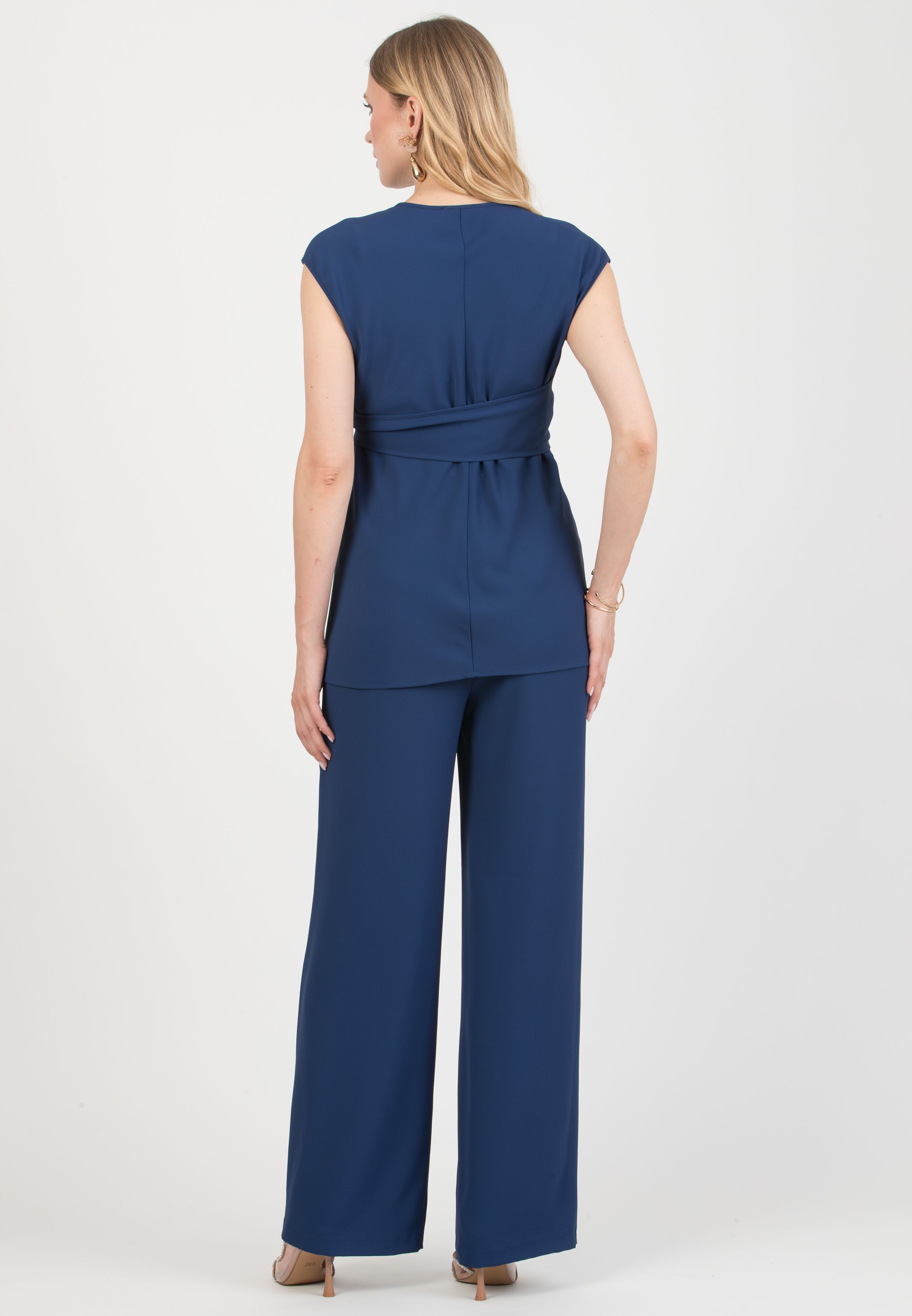 KIMBERLY – Maternity Palazzo Trousers in Cady (Blu Tampone)