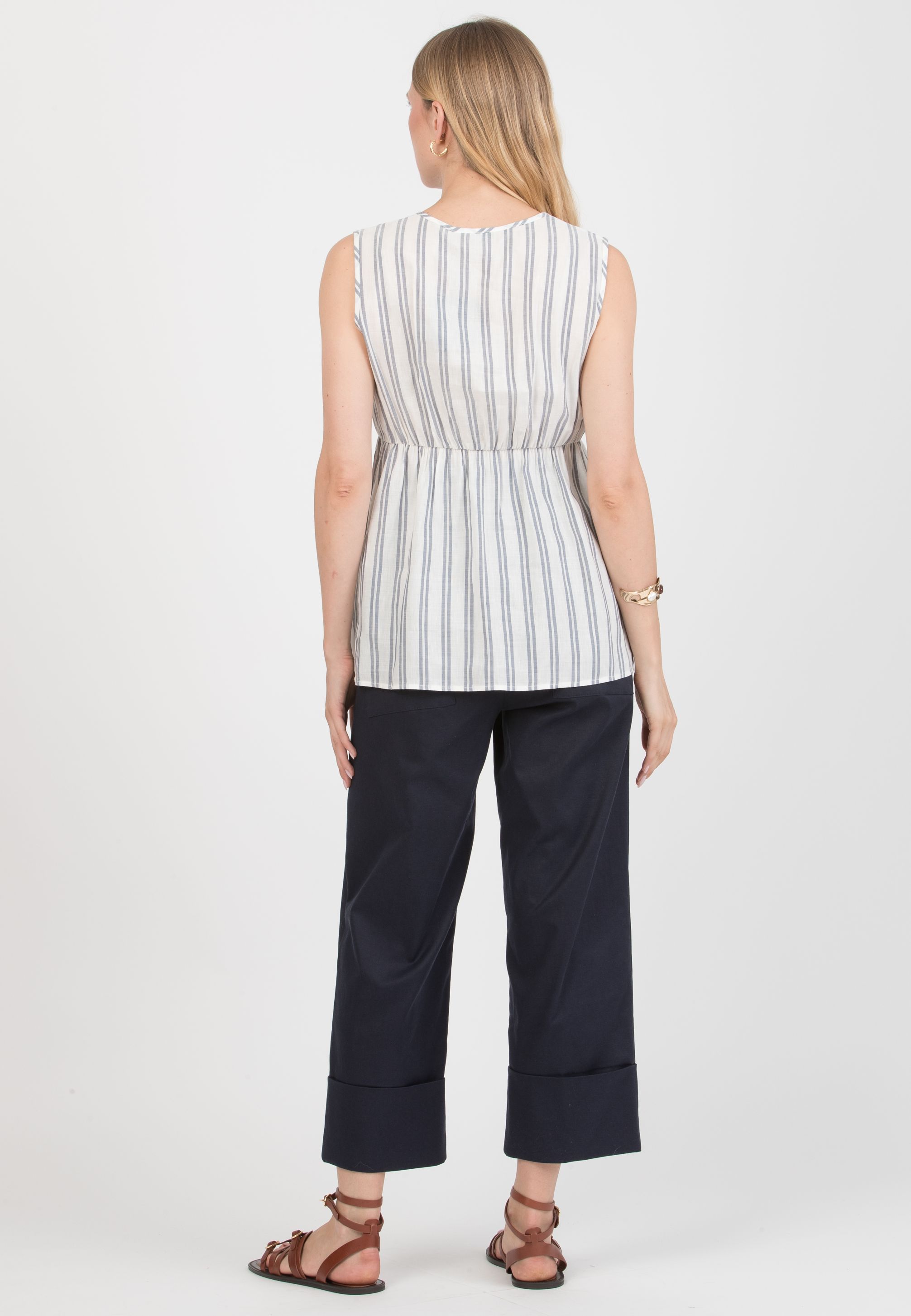 ADA - Maternity & Nursing Linen Top (Blu)