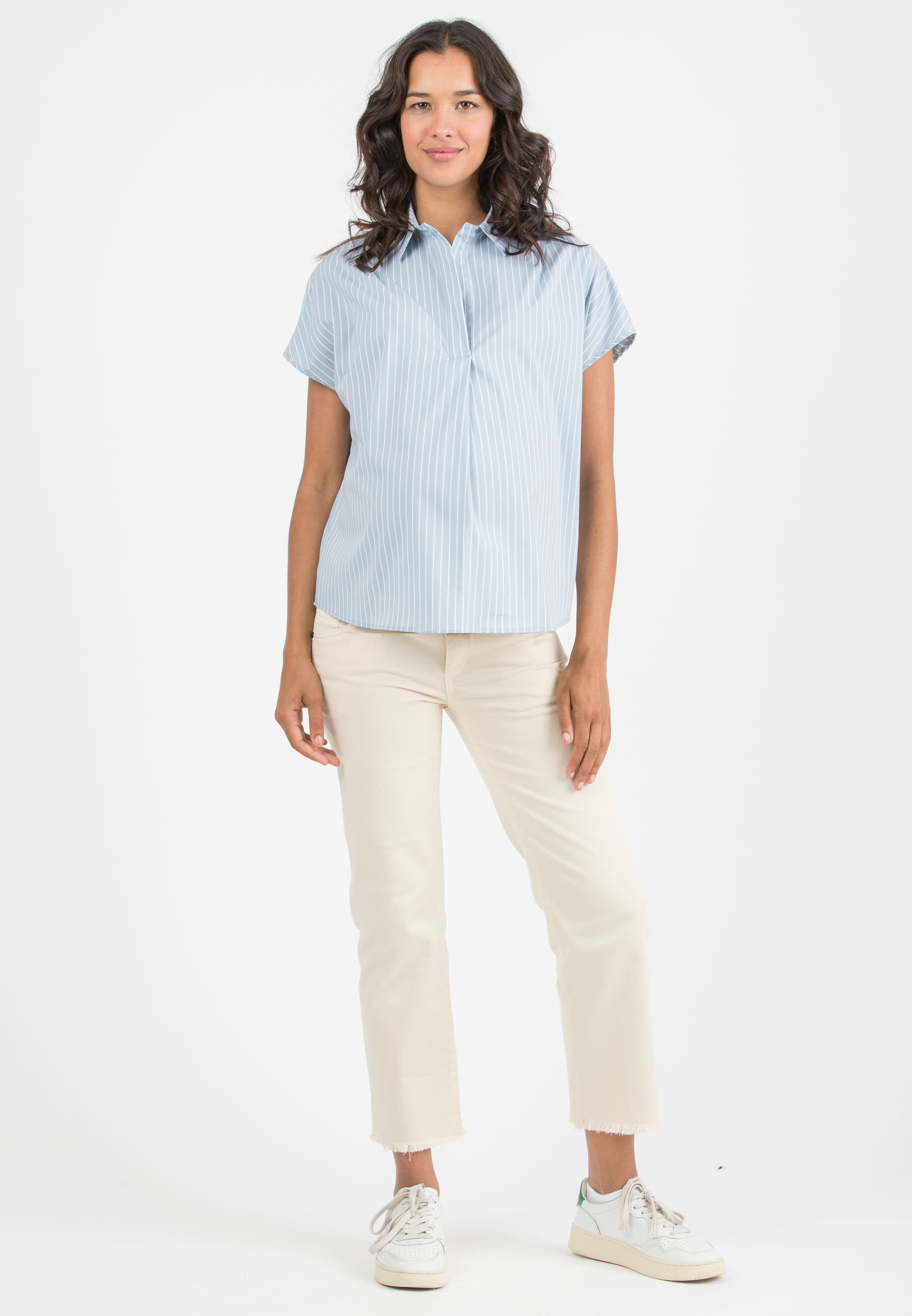 GIADA - Colorful Maternity Straight Jeans with Fringed Hem (Naturale)