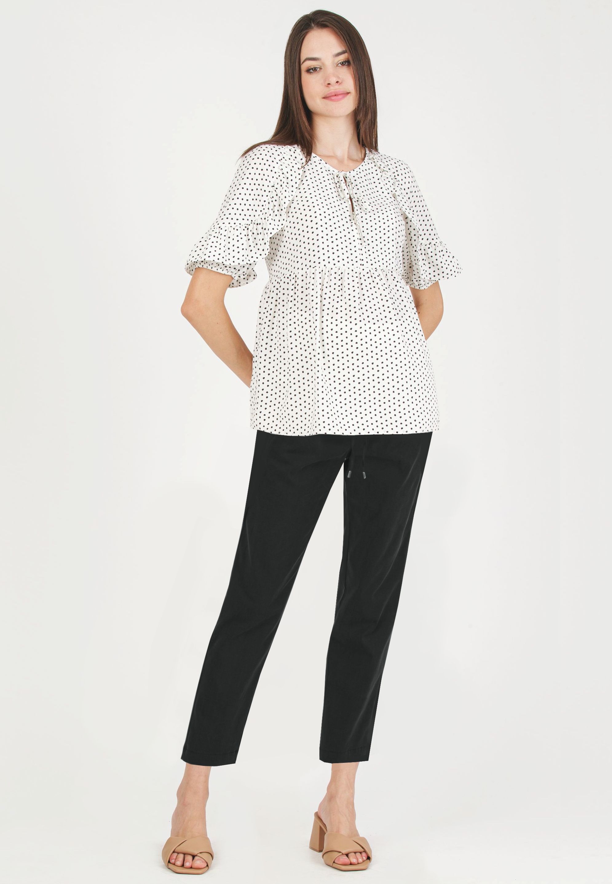 STEPH - Maternity Trousers in Soft Tencel Gabardine (Nero)