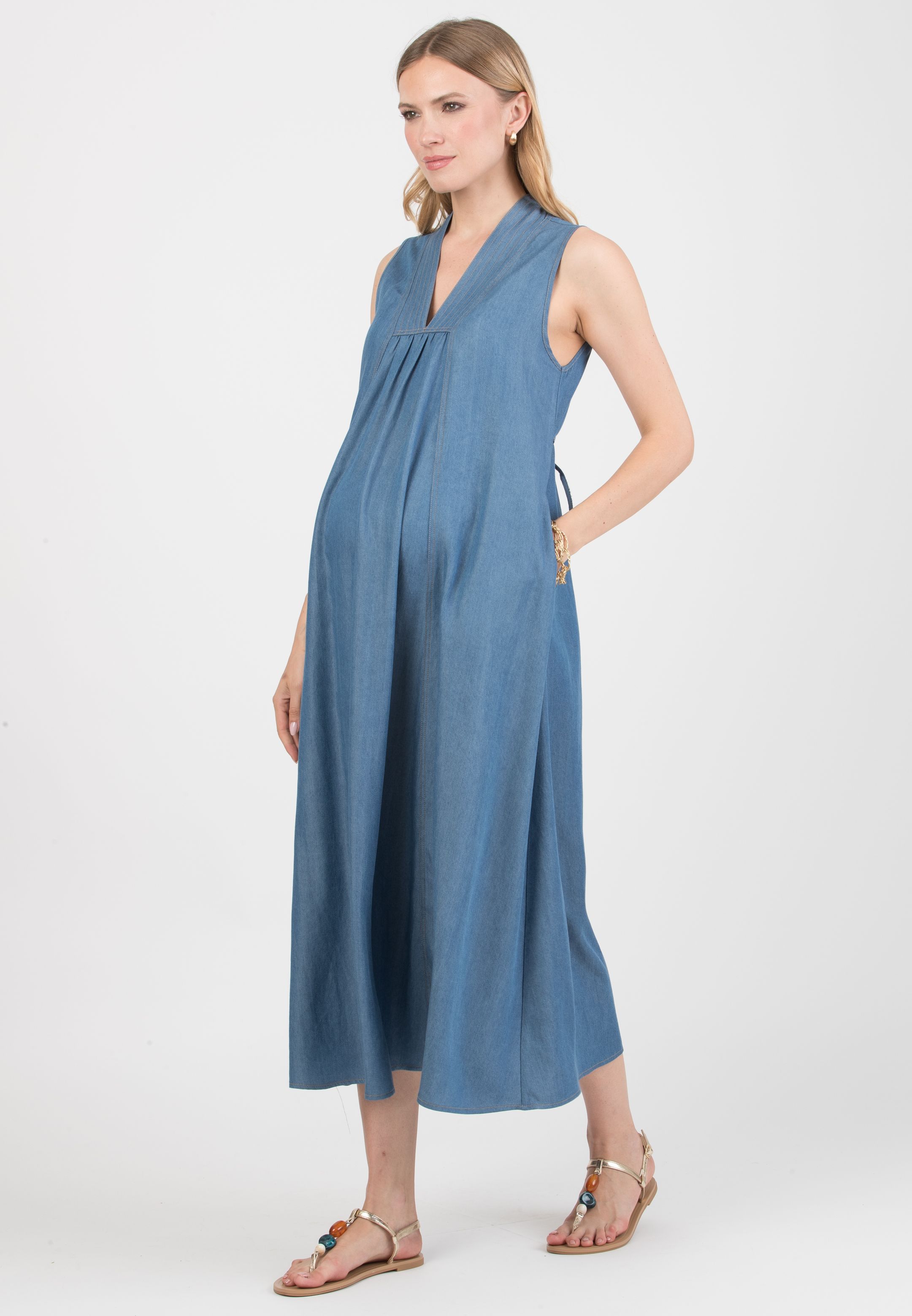 PIPPA – Maternity Lyocell Dress with Denim Effect (Denim)